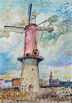  Rotterdam Tableau - moulin à vent à rotterdam 1955 russe